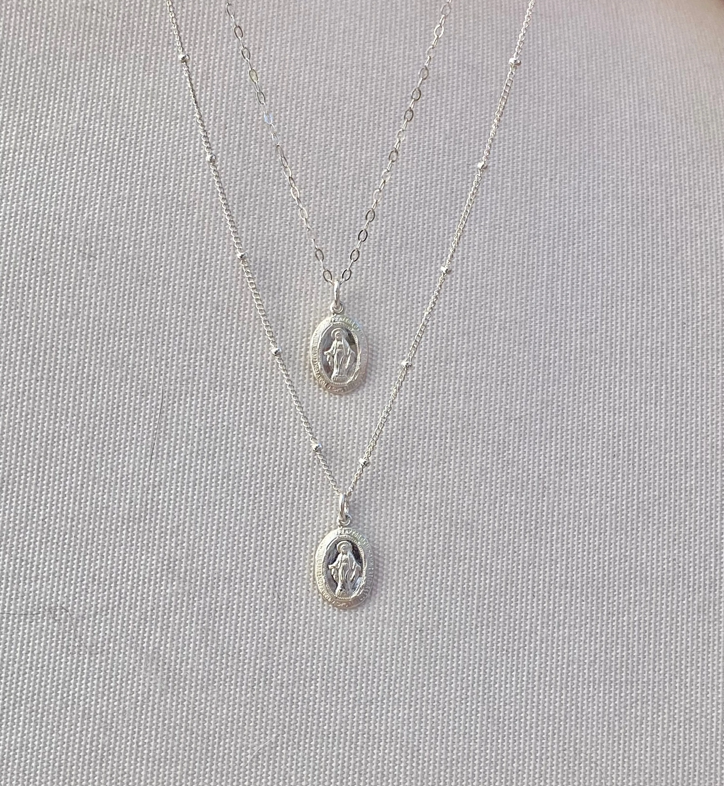 Dainty Miraculous Medal Necklace in Silver