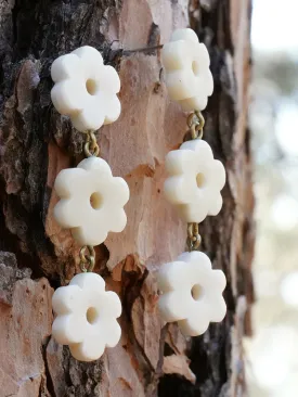 Daisy Drop Earrings - White