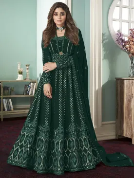 Dazzling Green Anarkali Gown Featuring Shamita Shetty