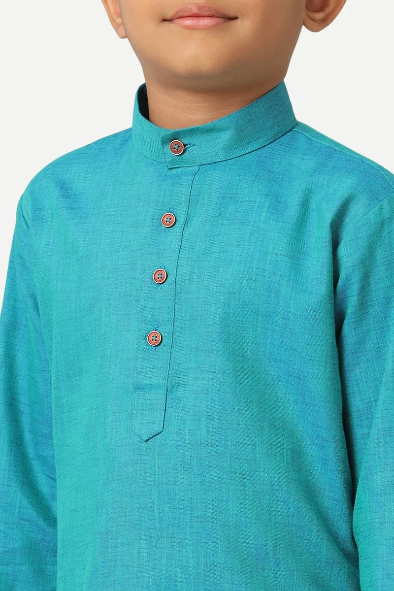 Exotic - Aqua Blue Kurta and Pyjama 2 In 1 Set For Kids | Uathayam