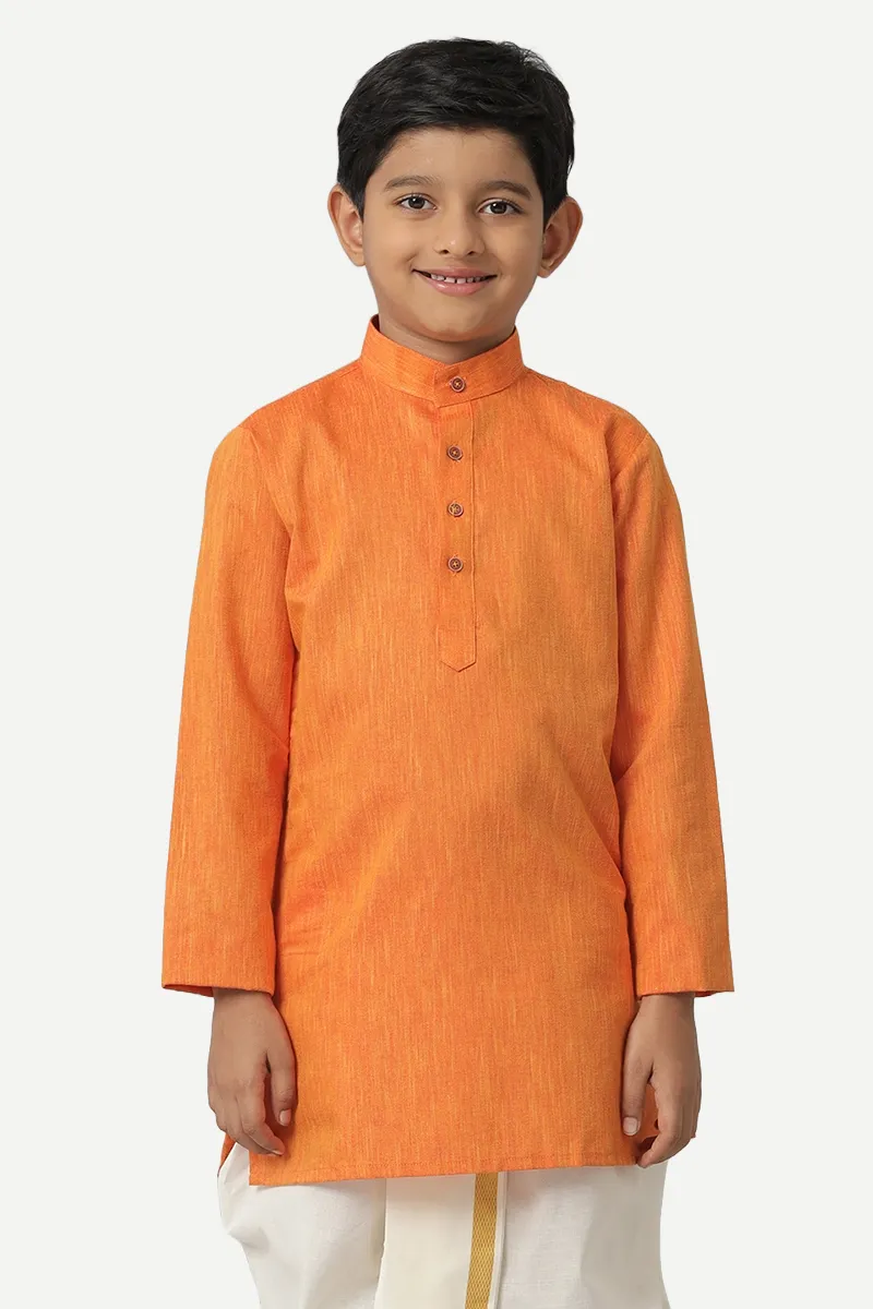 Exotic - Orange Kurta and Panchakacham 2 In 1 Set For Kids | Uathayam