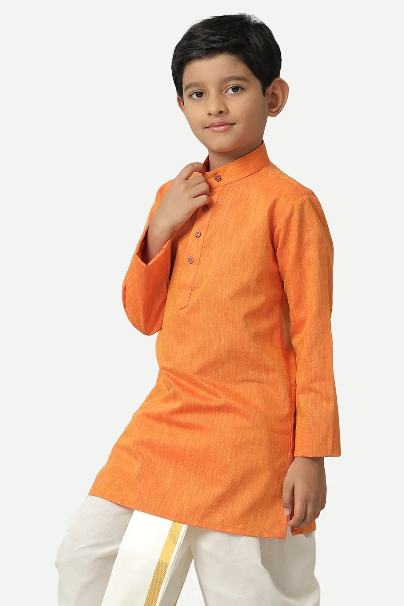 Exotic - Orange Kurta and Panchakacham 2 In 1 Set For Kids | Uathayam