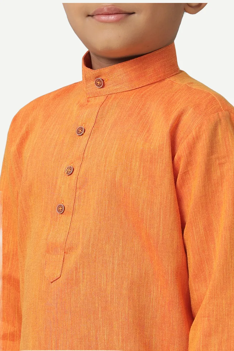 Exotic - Orange Kurta and Panchakacham 2 In 1 Set For Kids | Uathayam