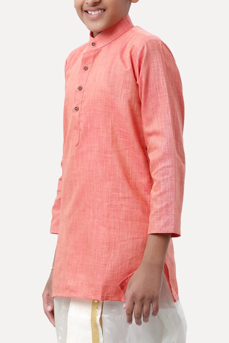 Exotic - Soft Orange Kurta and Panchakacham 2 In 1 Set For Kids | Uathayam