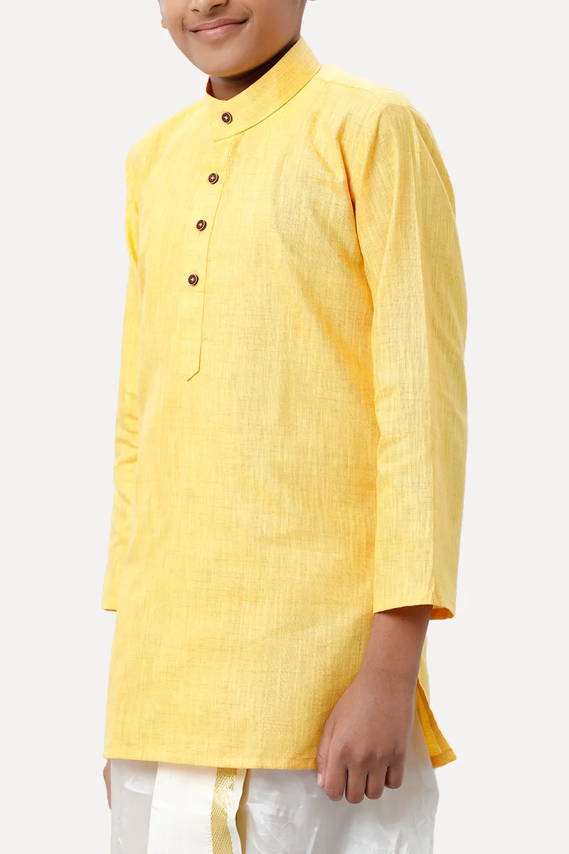 Exotic - Yellow Kurta and Panchakacham 2 In 1 Set For Kids | Uathayam
