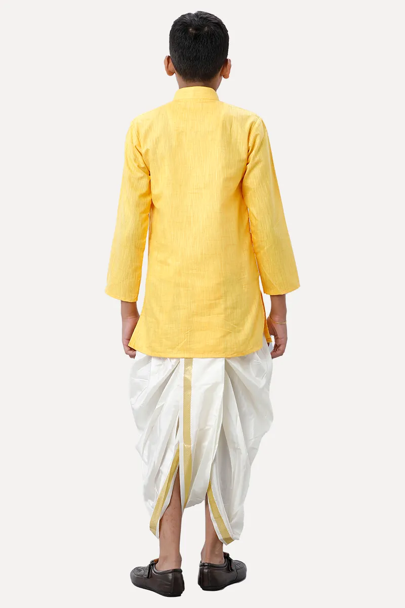 Exotic - Yellow Kurta and Panchakacham 2 In 1 Set For Kids | Uathayam