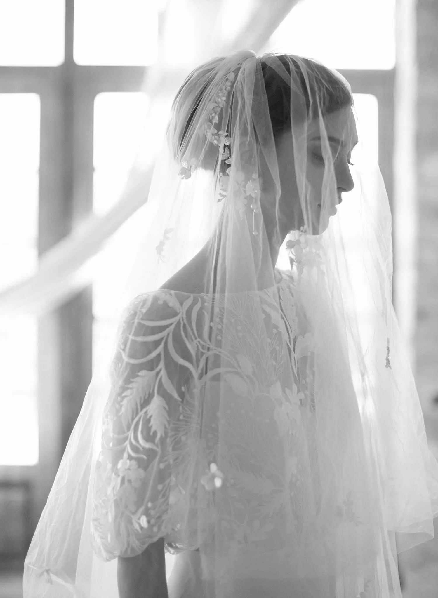 Floral beauty bridal embroidered veil - Style #2067