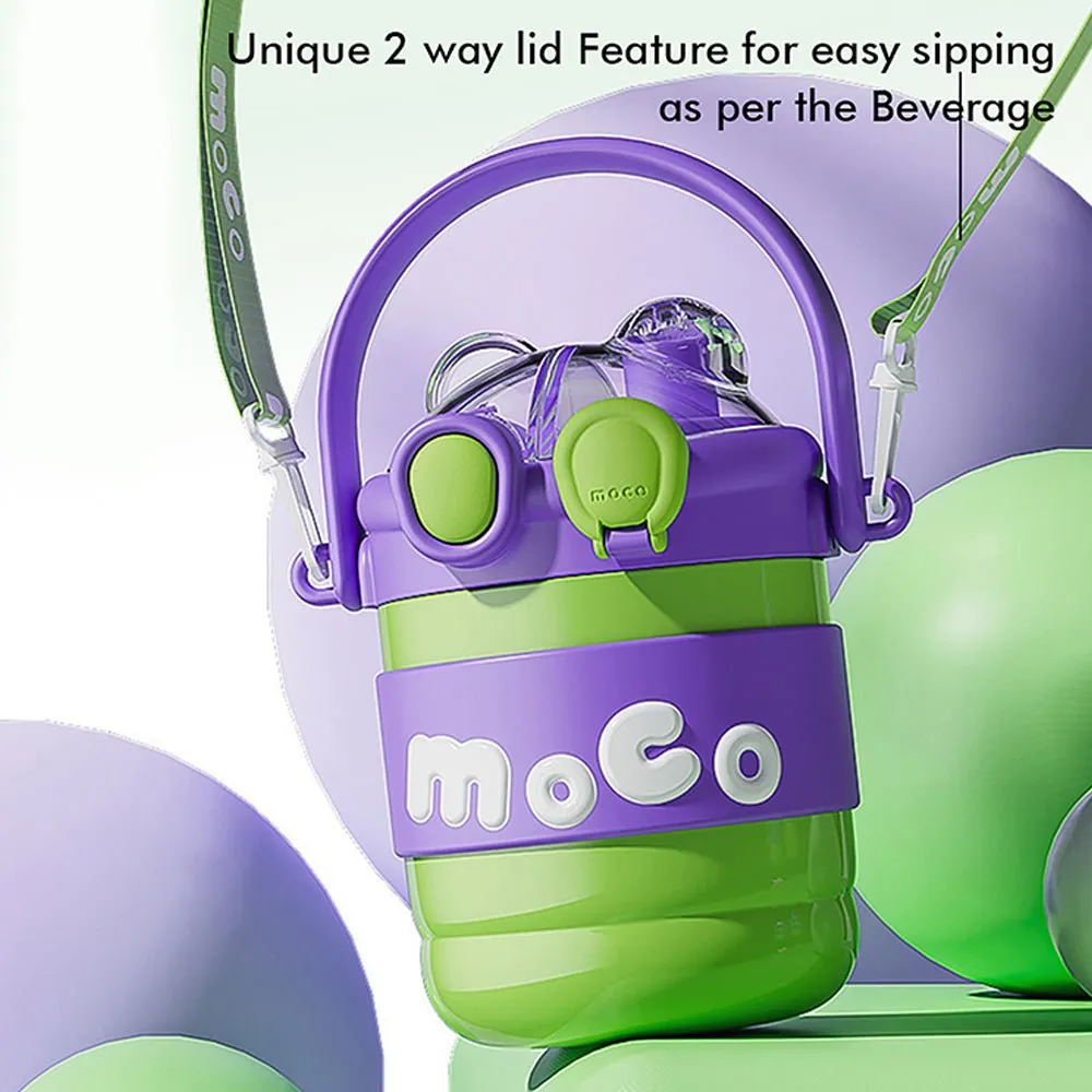 Green & Purple 2 way Lid Style Moco Kids Water, 600 ml