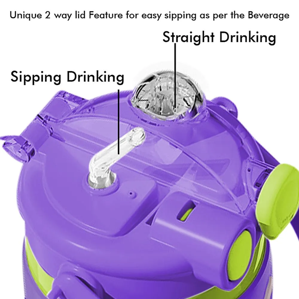 Green & Purple 2 way Lid Style Moco Kids Water, 600 ml