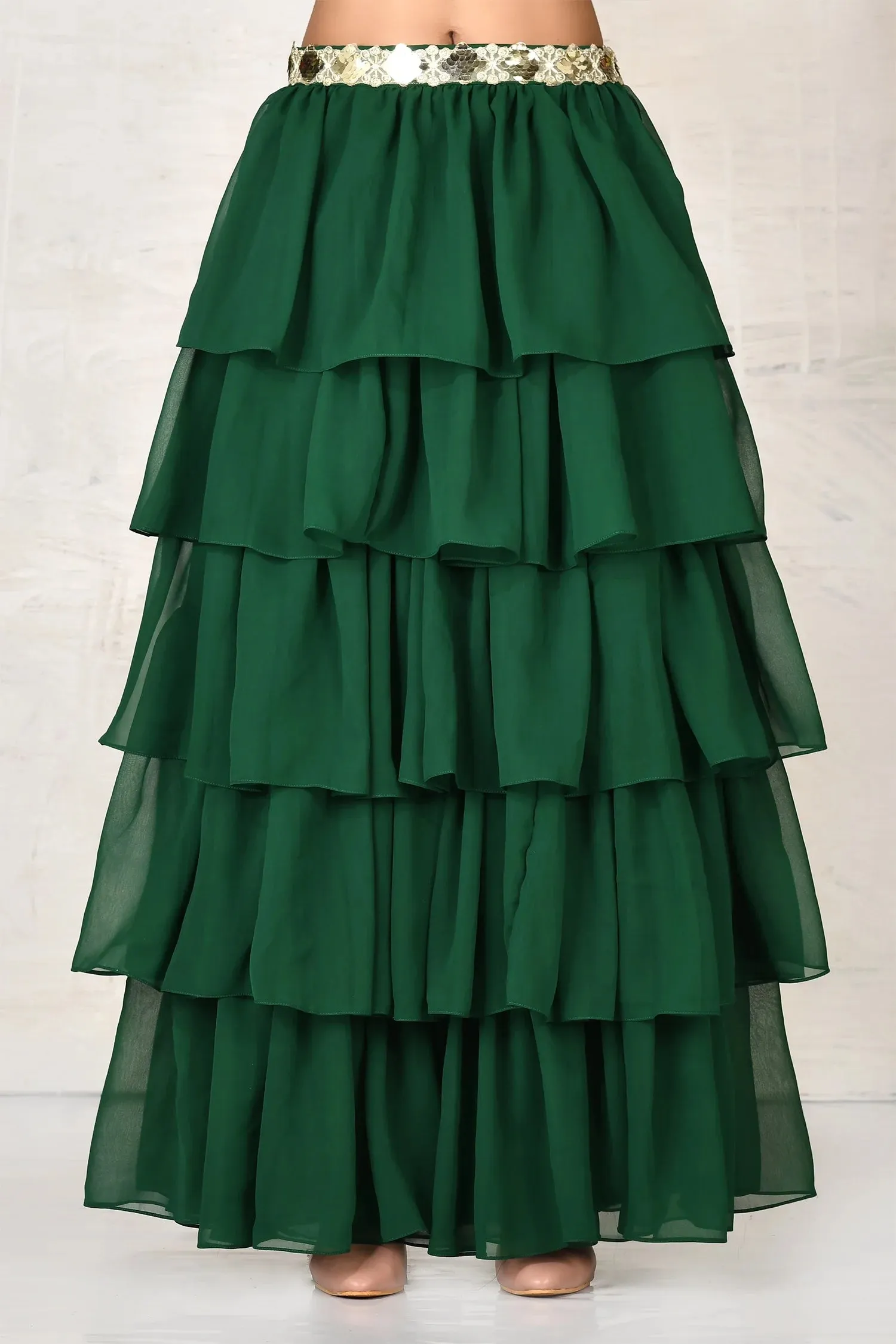Green Crop Top Skirt Set