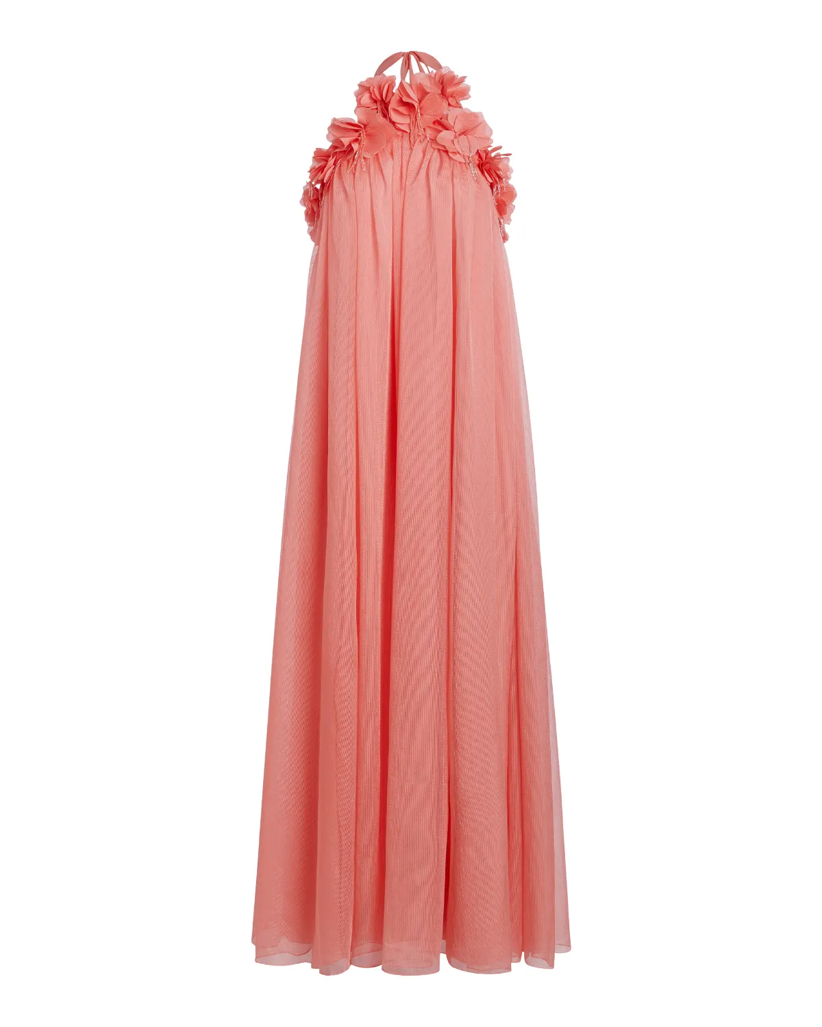 Hand-Embroidered 3D Flower Gown