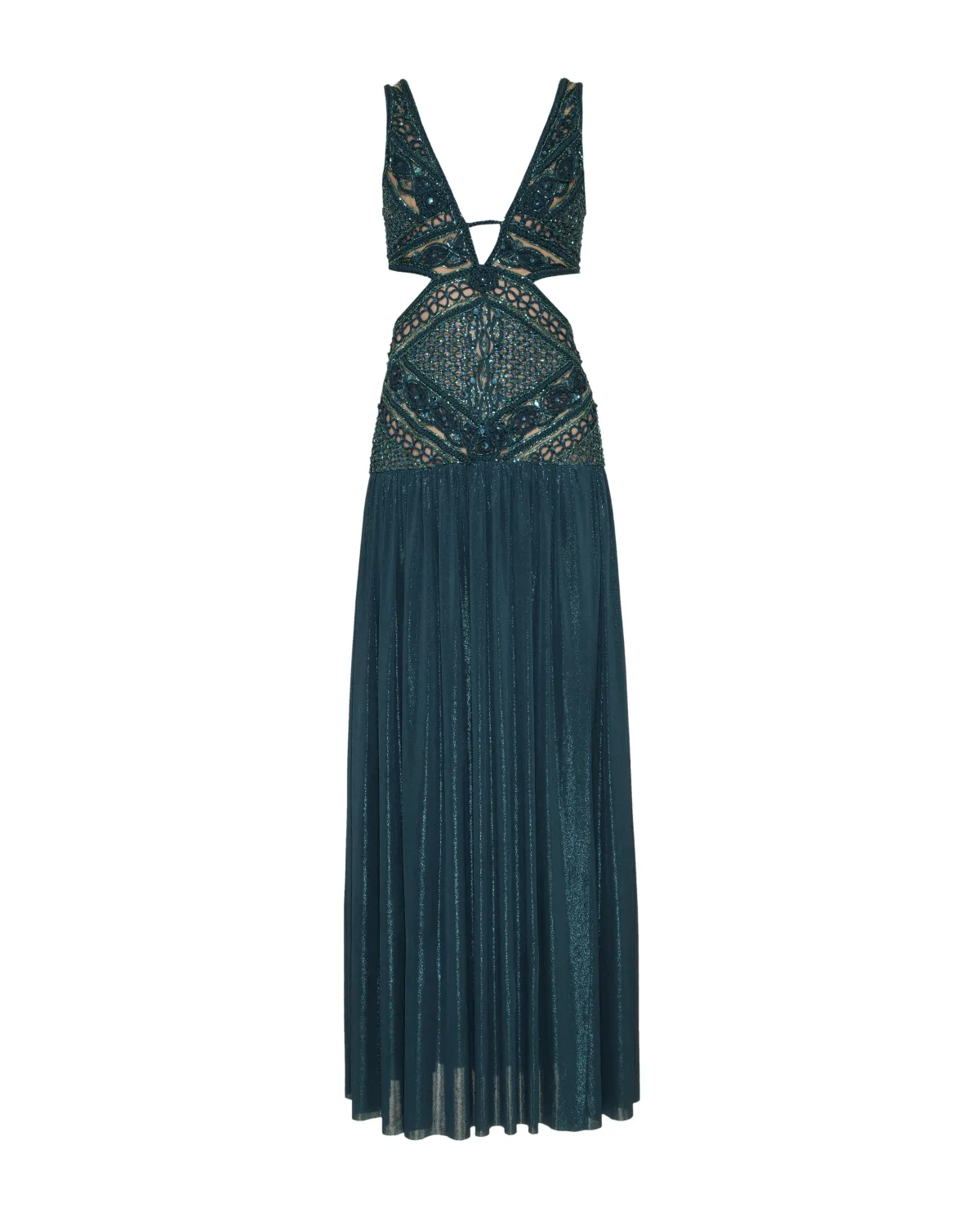 Hand Embroidered Cutout Jersey Gown