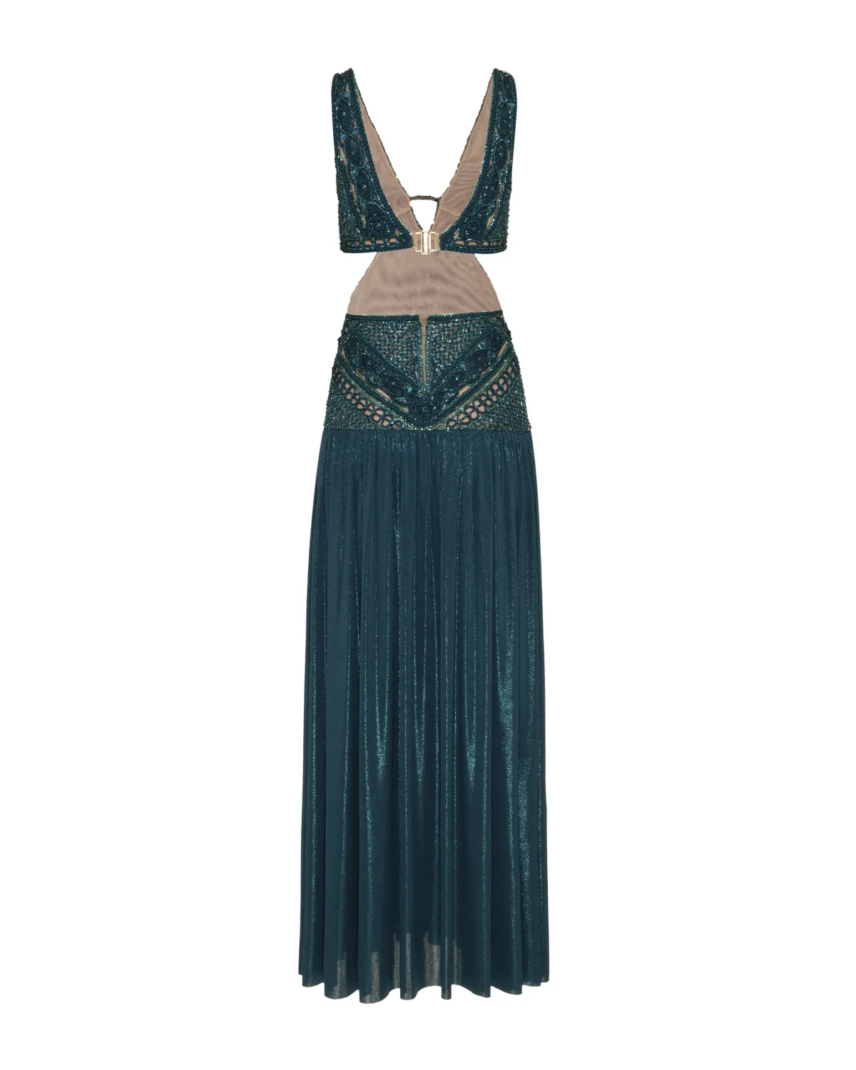 Hand Embroidered Cutout Jersey Gown