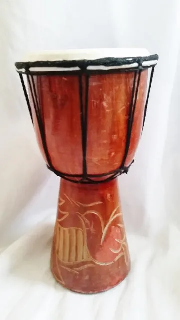 Handmade 10" Wood Carved BIRD DJEMBE Skin DRUM Circle PERCUSSION MUSIC Africa