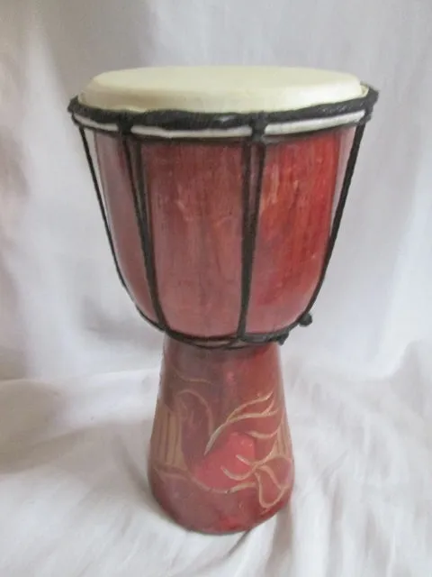 Handmade 10" Wood Carved BIRD DJEMBE Skin DRUM Circle PERCUSSION MUSIC Africa