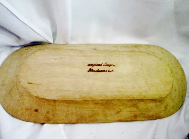 Handmade 24" LINZE HONDURAS Carved CHILD Wood TRAY Platter Original Art Display