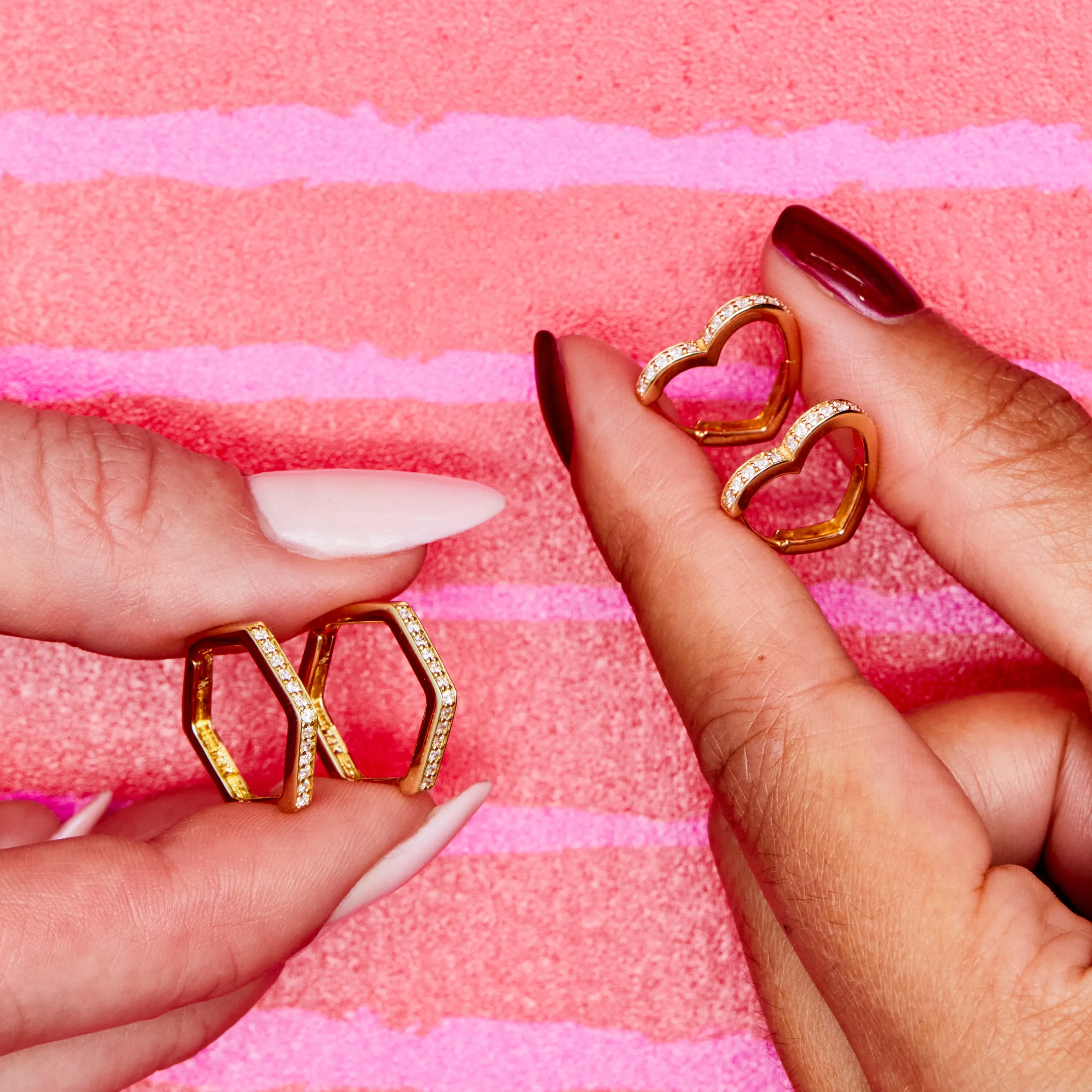 Heart Pavé Huggies