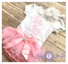 Hello World personalized -pink