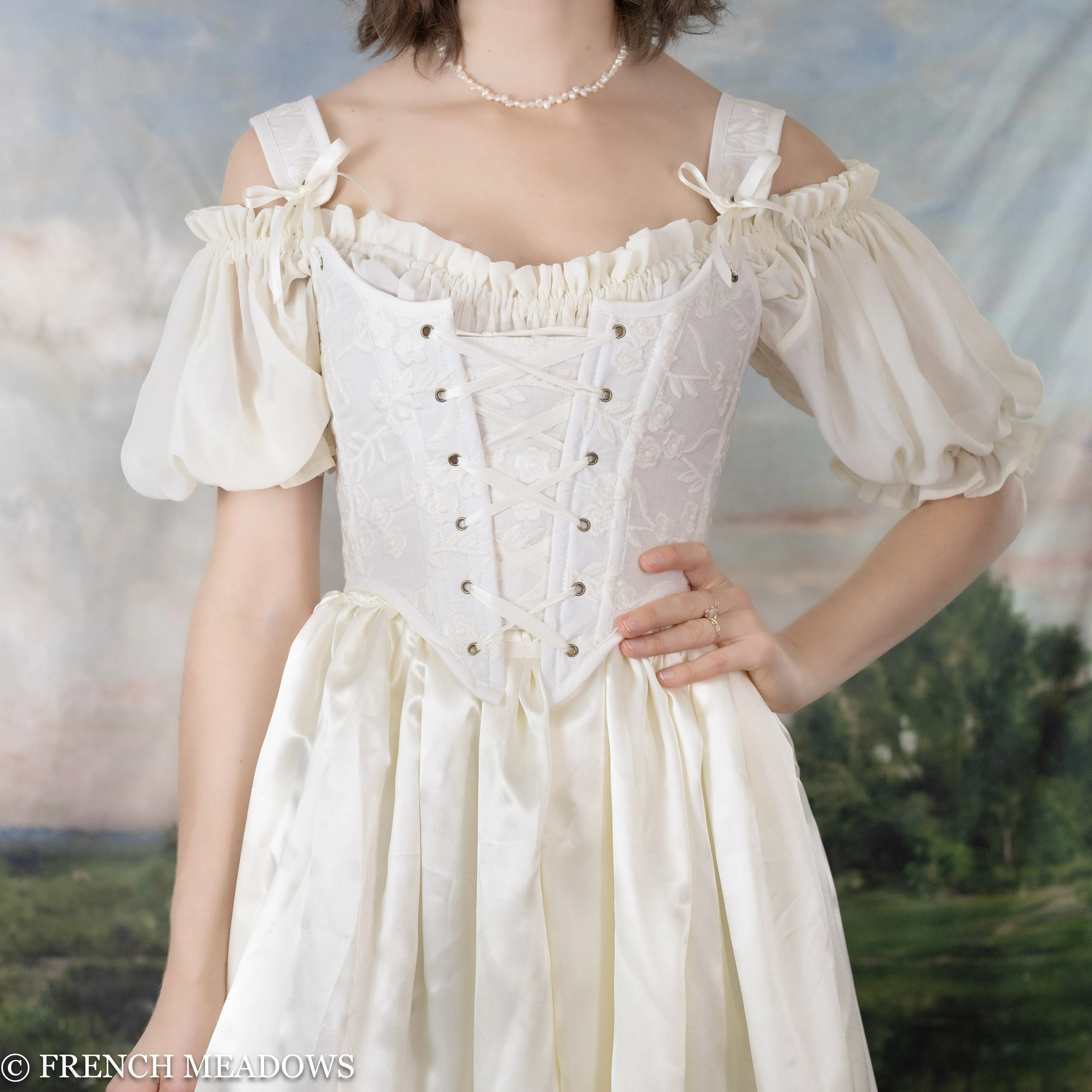 Ivory Embroidered Floral Renaissance Bodice