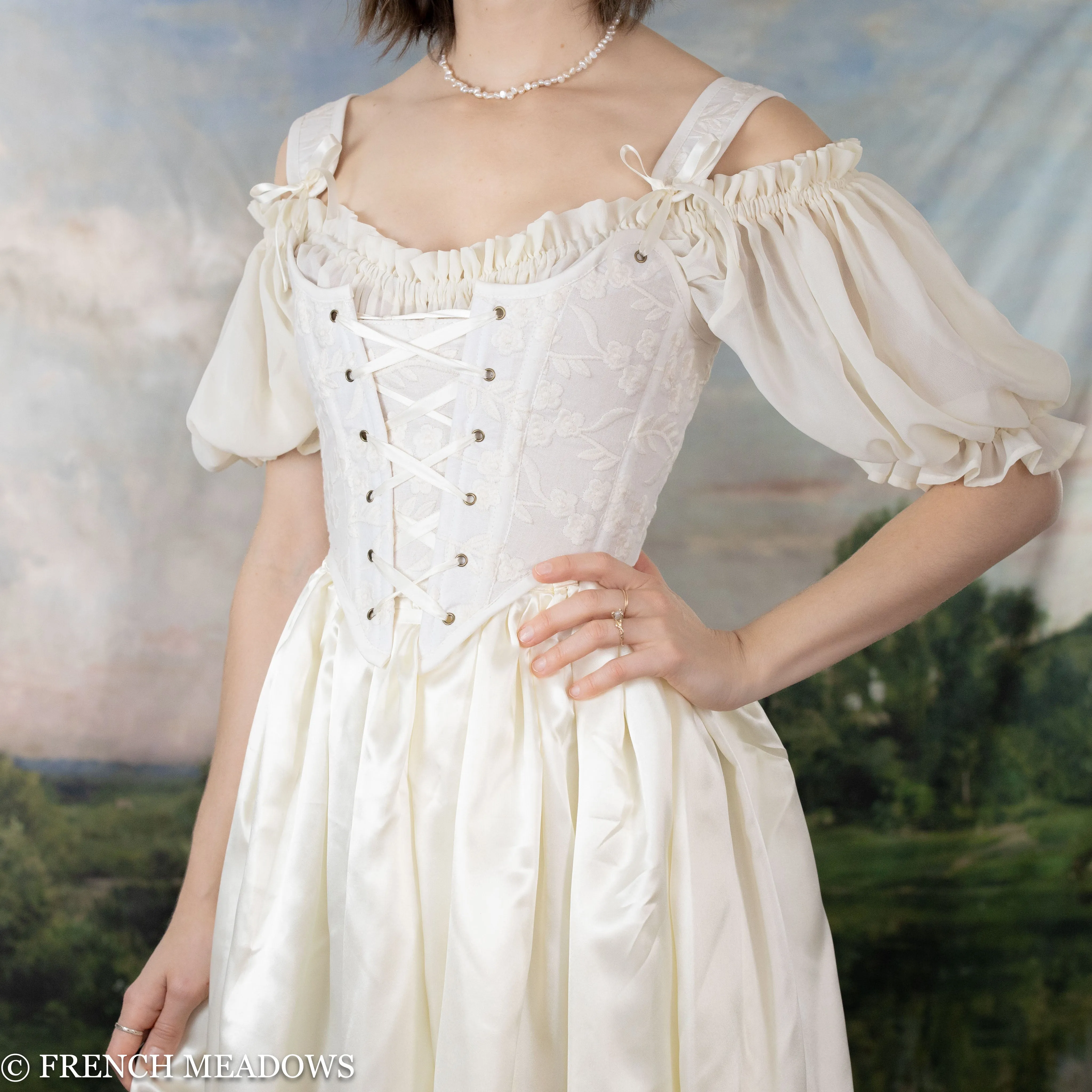 Ivory Embroidered Floral Renaissance Bodice