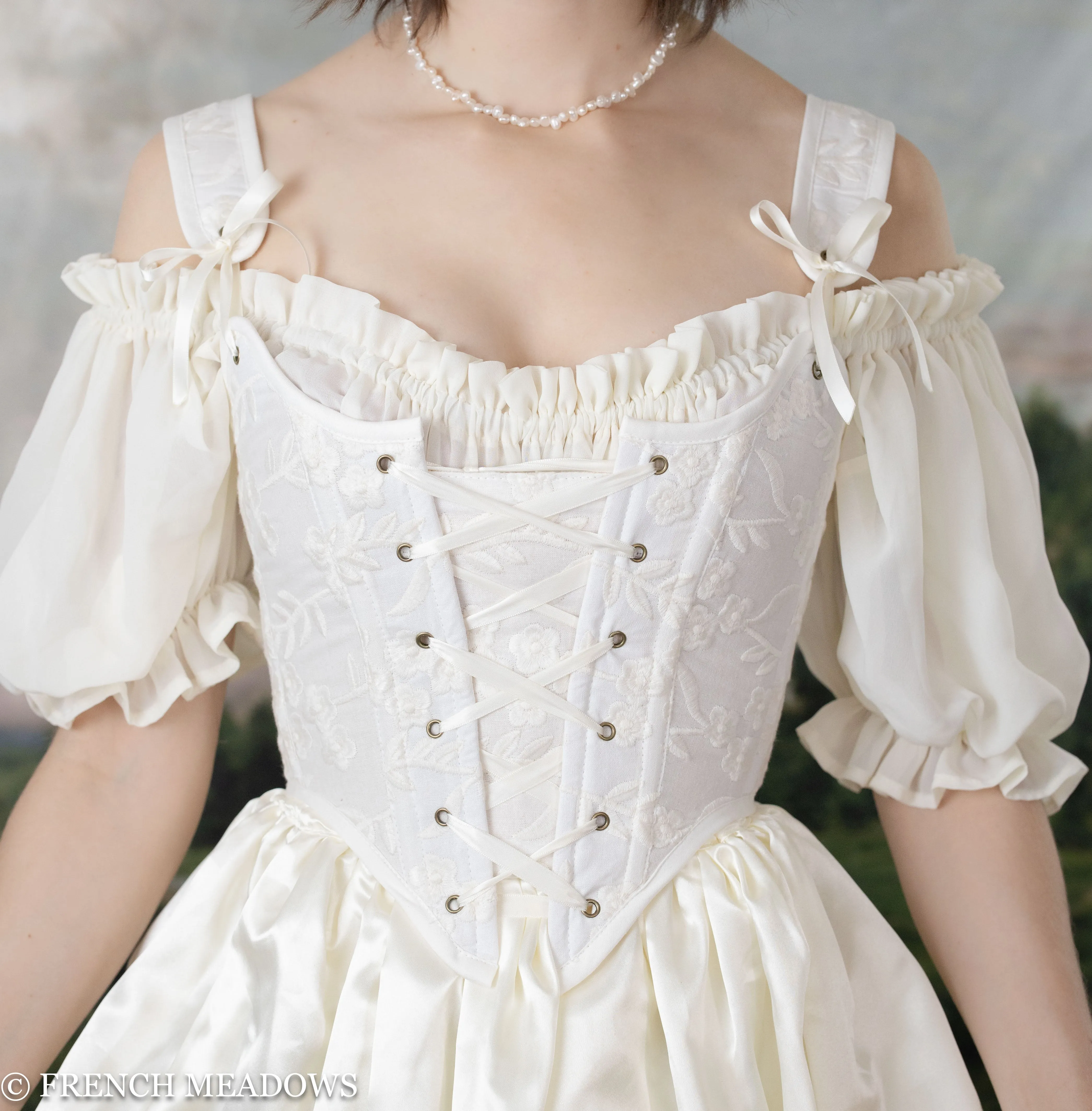 Ivory Embroidered Floral Renaissance Bodice