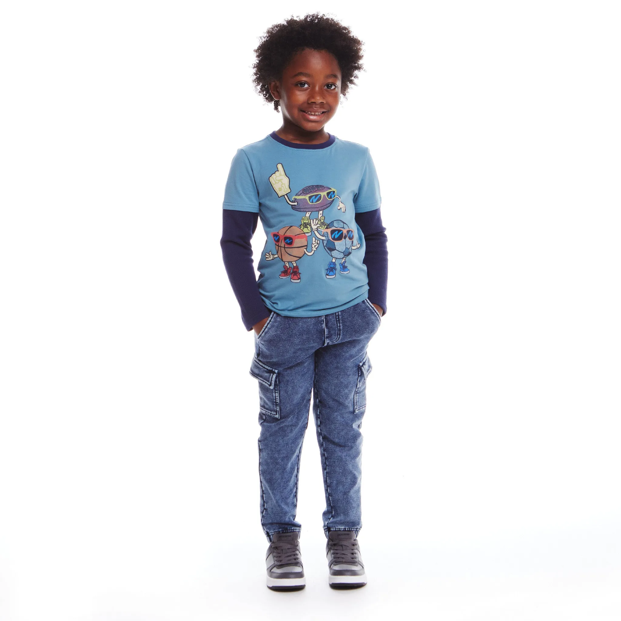 Kids Blue/Navy Jersey Twofer Graphic Tee | Sports Fan