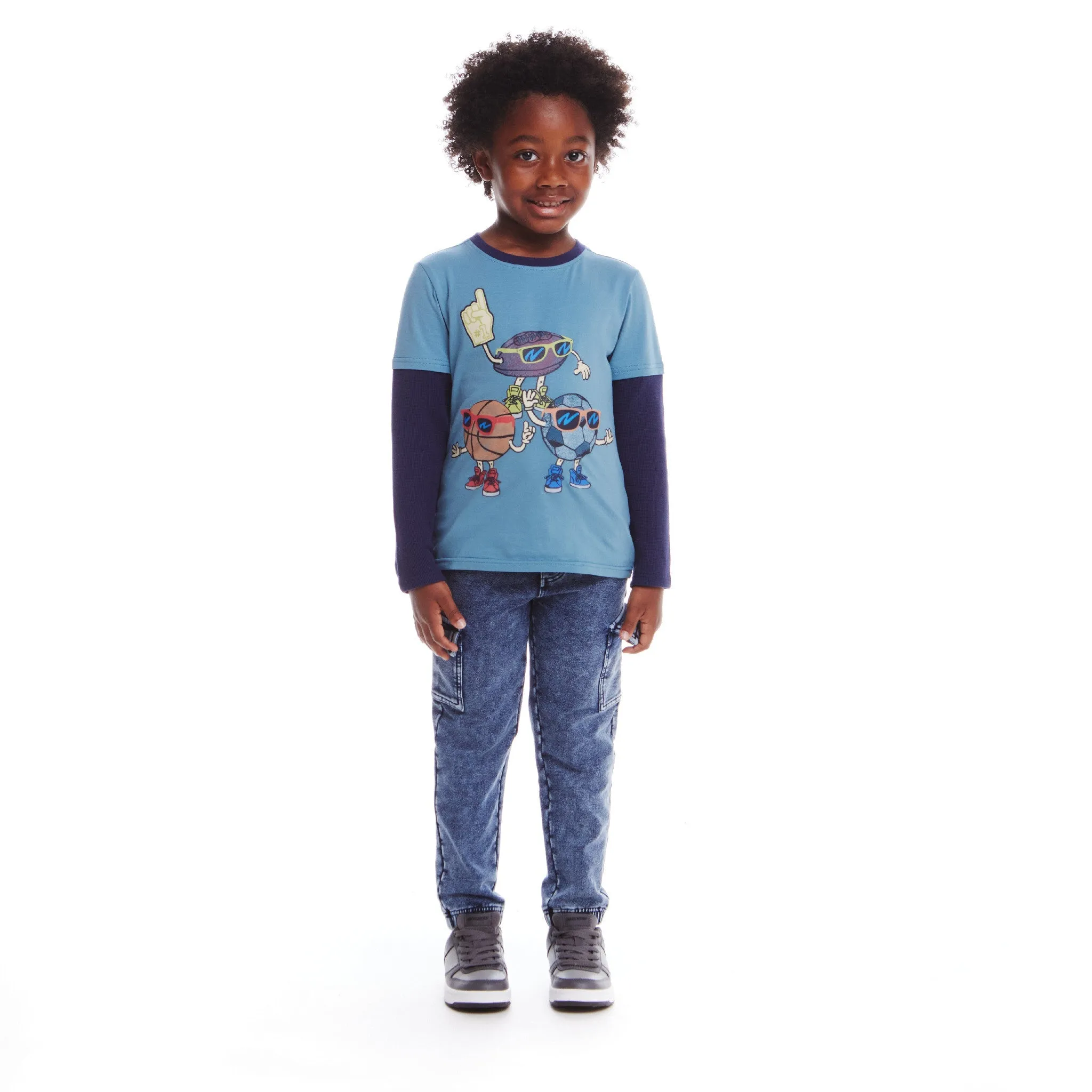 Kids Blue/Navy Jersey Twofer Graphic Tee | Sports Fan