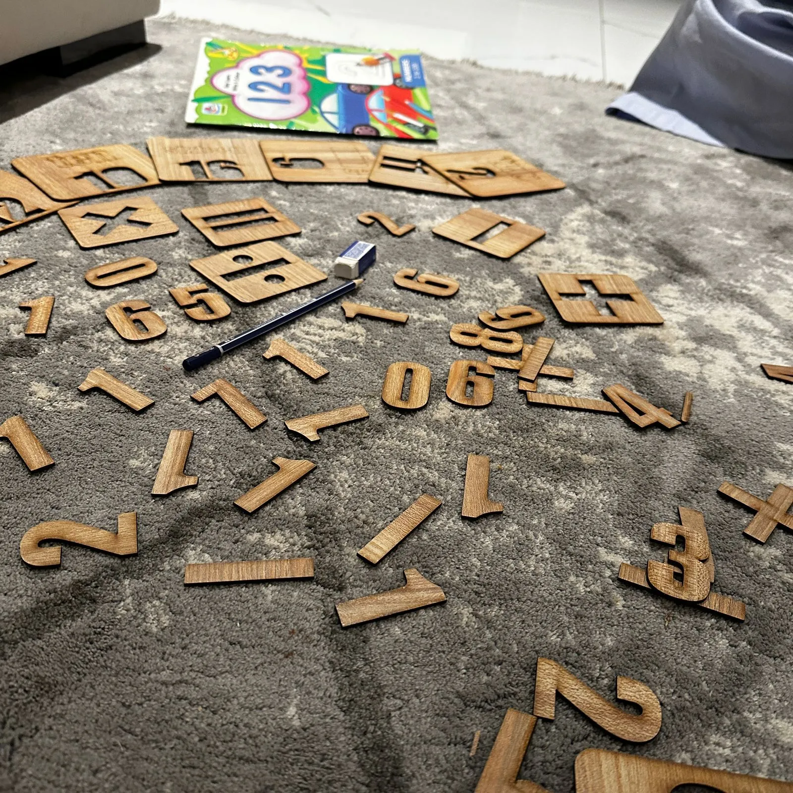 Kids Wooden Drawing Stencils English/Urdu/Mathematics Alphabets Learning Puzzle Toys