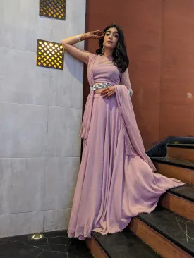 Lilac Lehenga Set with Belt