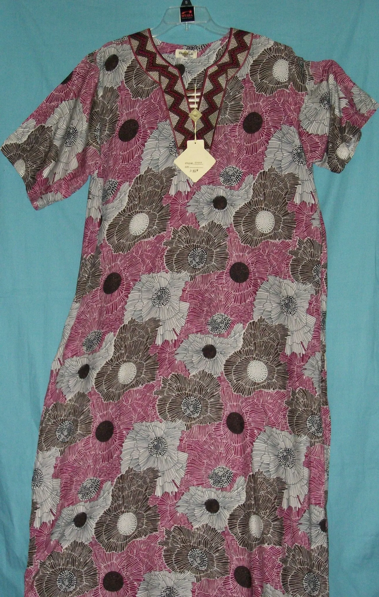 Maxi 1128 Kaftan Maroon Linen Jalabiya Sleep Wear Shieno