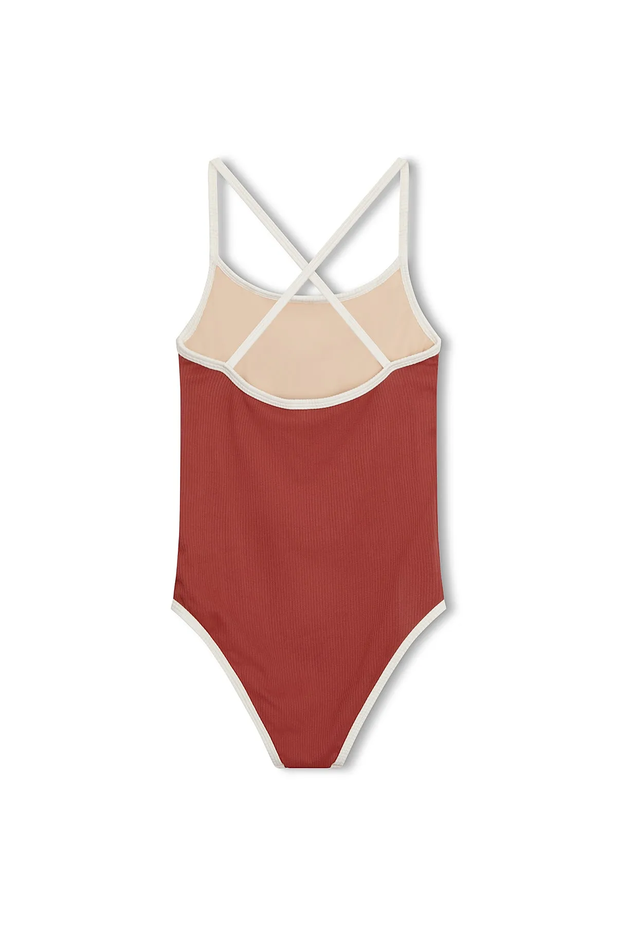 Mini Rib Logo One Piece - Earth Red