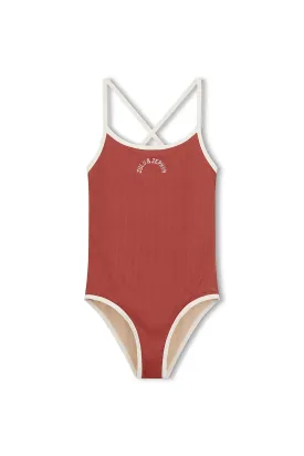 Mini Rib Logo One Piece - Earth Red