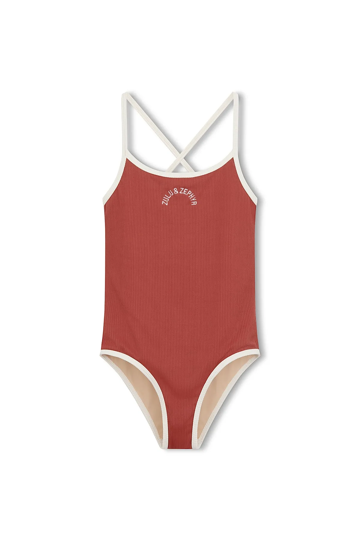 Mini Rib Logo One Piece - Earth Red