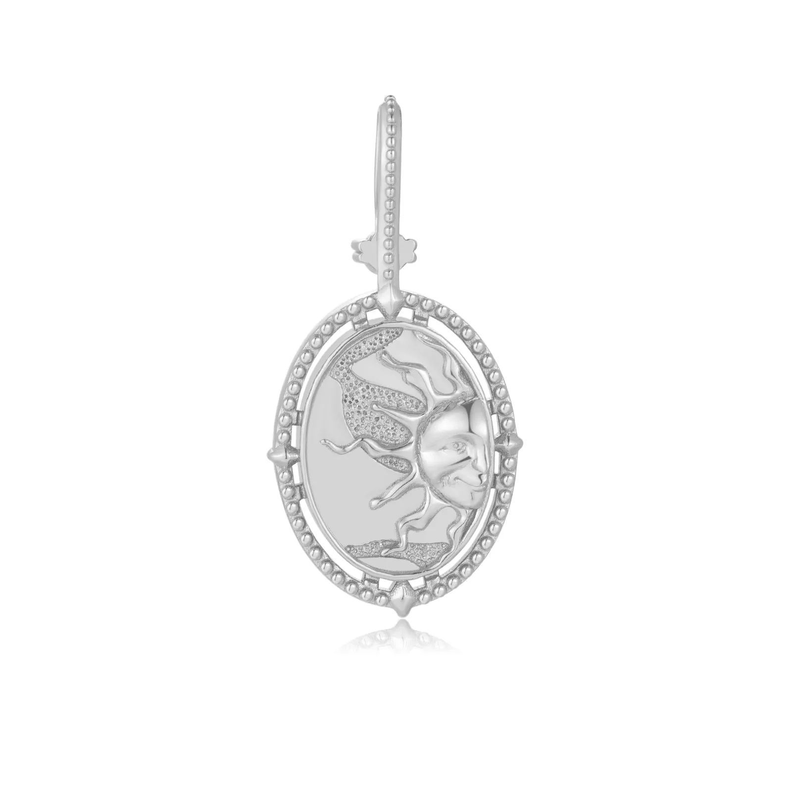 Mother of Pearl Silver Double-Sided Sun & Moon Pendant - Moon Child