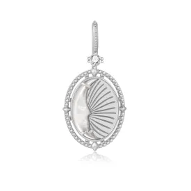 Mother of Pearl Silver Double-Sided Sun & Moon Pendant - Moon Child