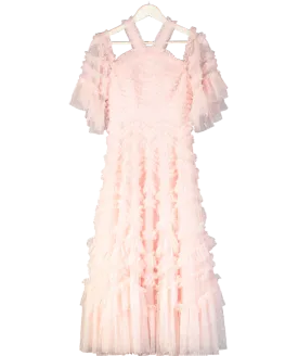 Needle & Thread Pink Bronte Off Shoulder Ballerina Dress UK 8
