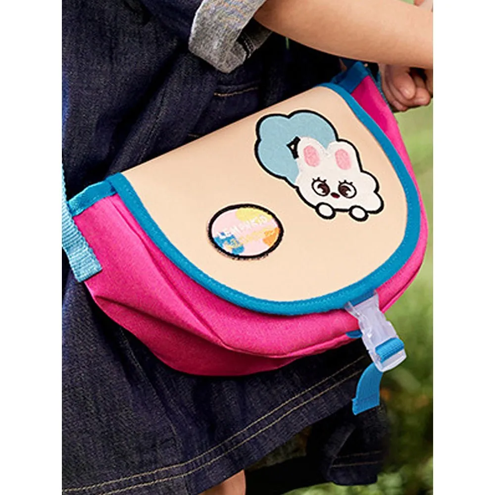 Pink and Beige Sling Bag & Satchel Casual Carry Bag for Kids