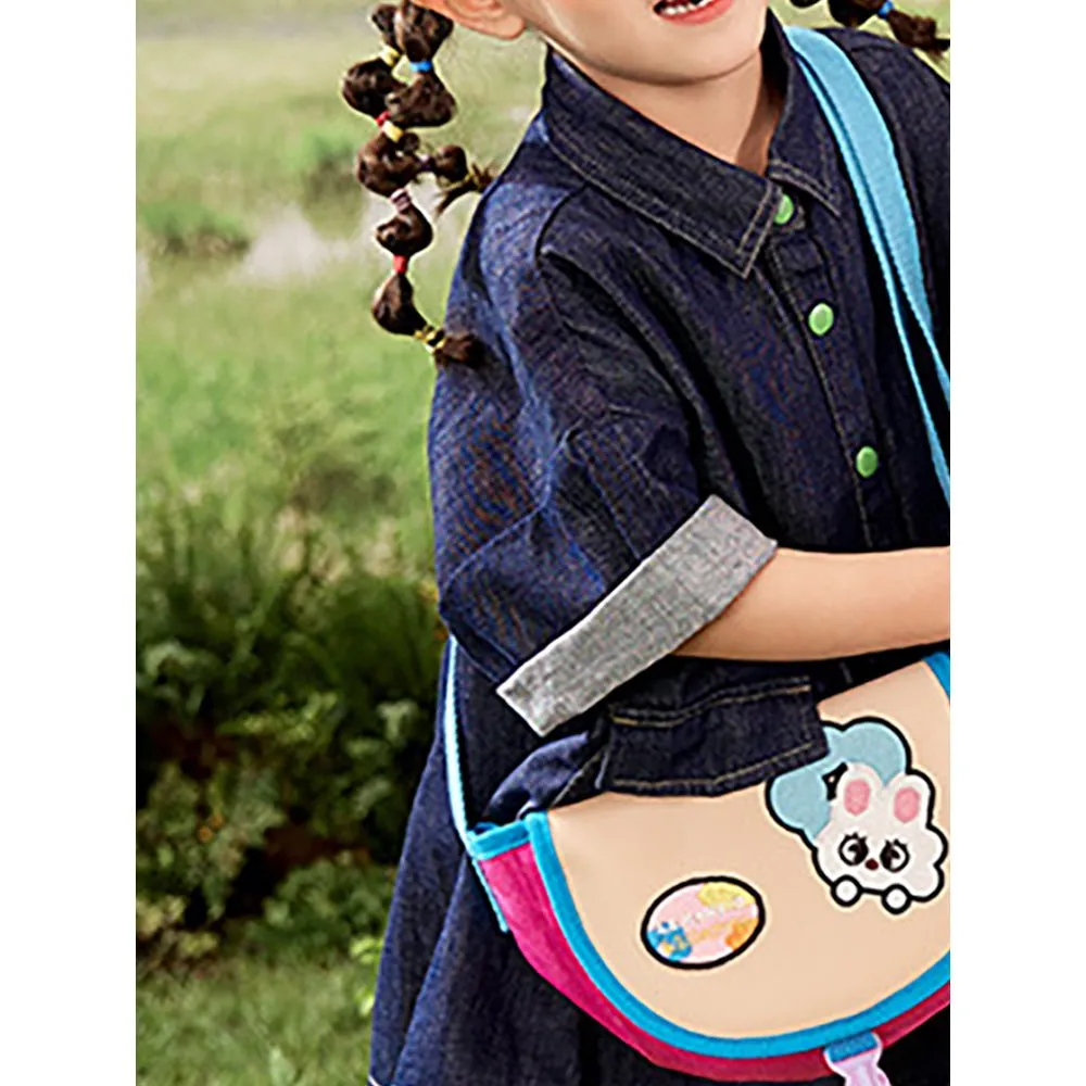 Pink and Beige Sling Bag & Satchel Casual Carry Bag for Kids