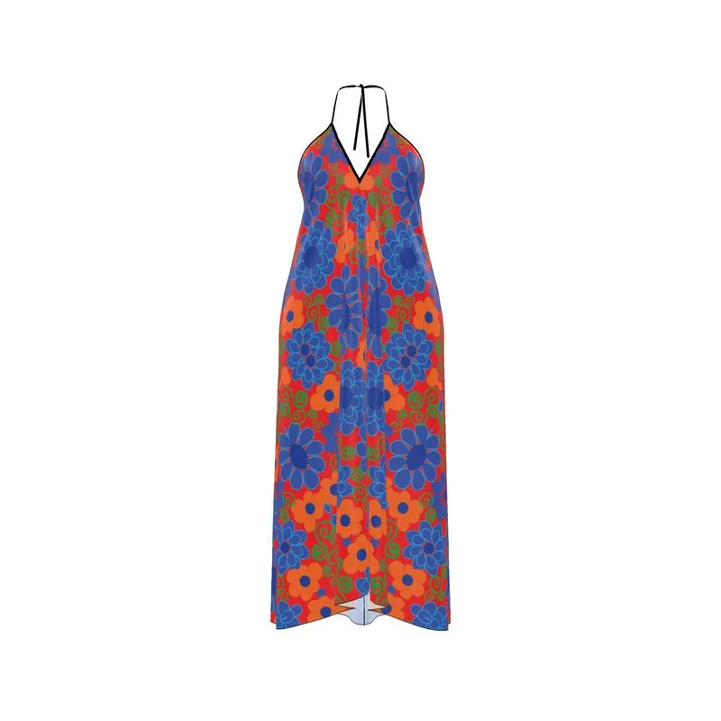 poppin buds Red and Navy Halter dress