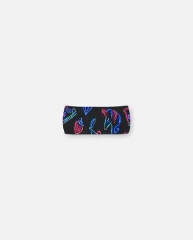 Printed Swim Headband Black And Blue And Pink Items