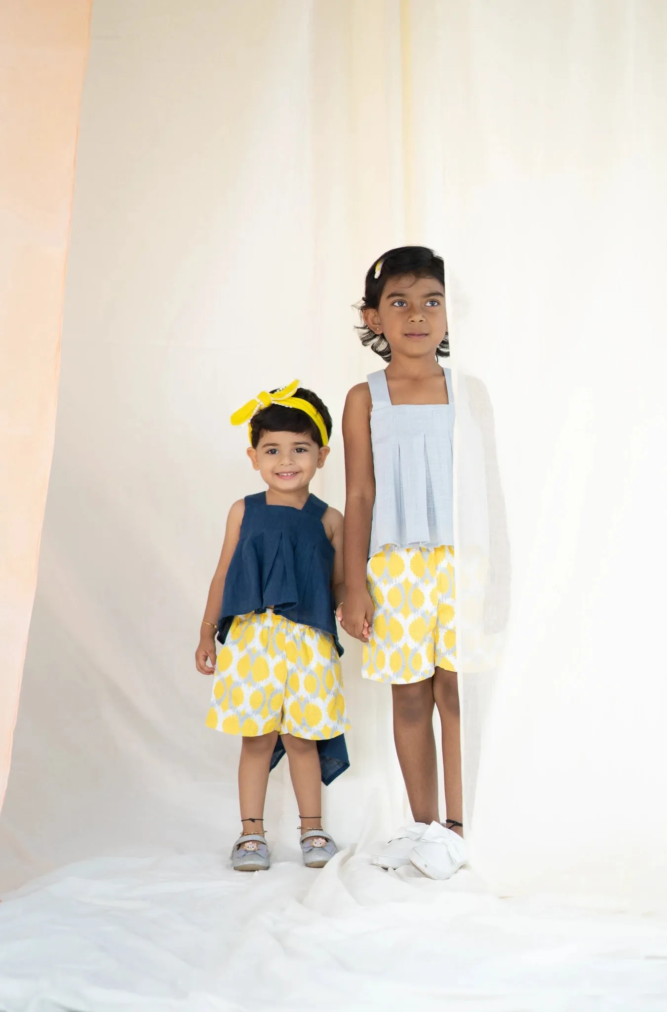 Pure Cotton Pleated Top and Shorts | Girls | Yellow Sunshine