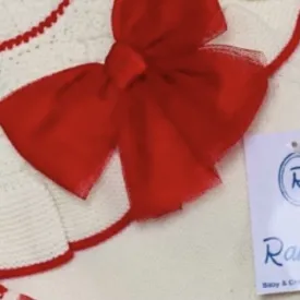 RAHIGO - Five Piece Skirt Set With Red Tulle Bow - Cream
