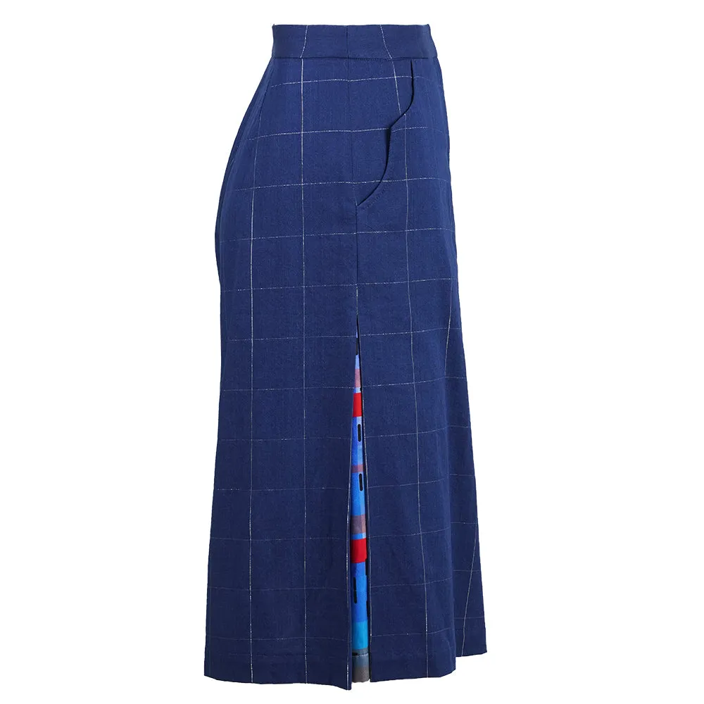 【RUFFLES】Indigo Red-White-Blue Satin Culottes (紅白藍)