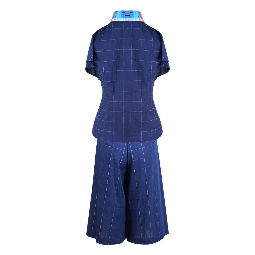 【RUFFLES】Indigo Red-White-Blue Satin Culottes (紅白藍)