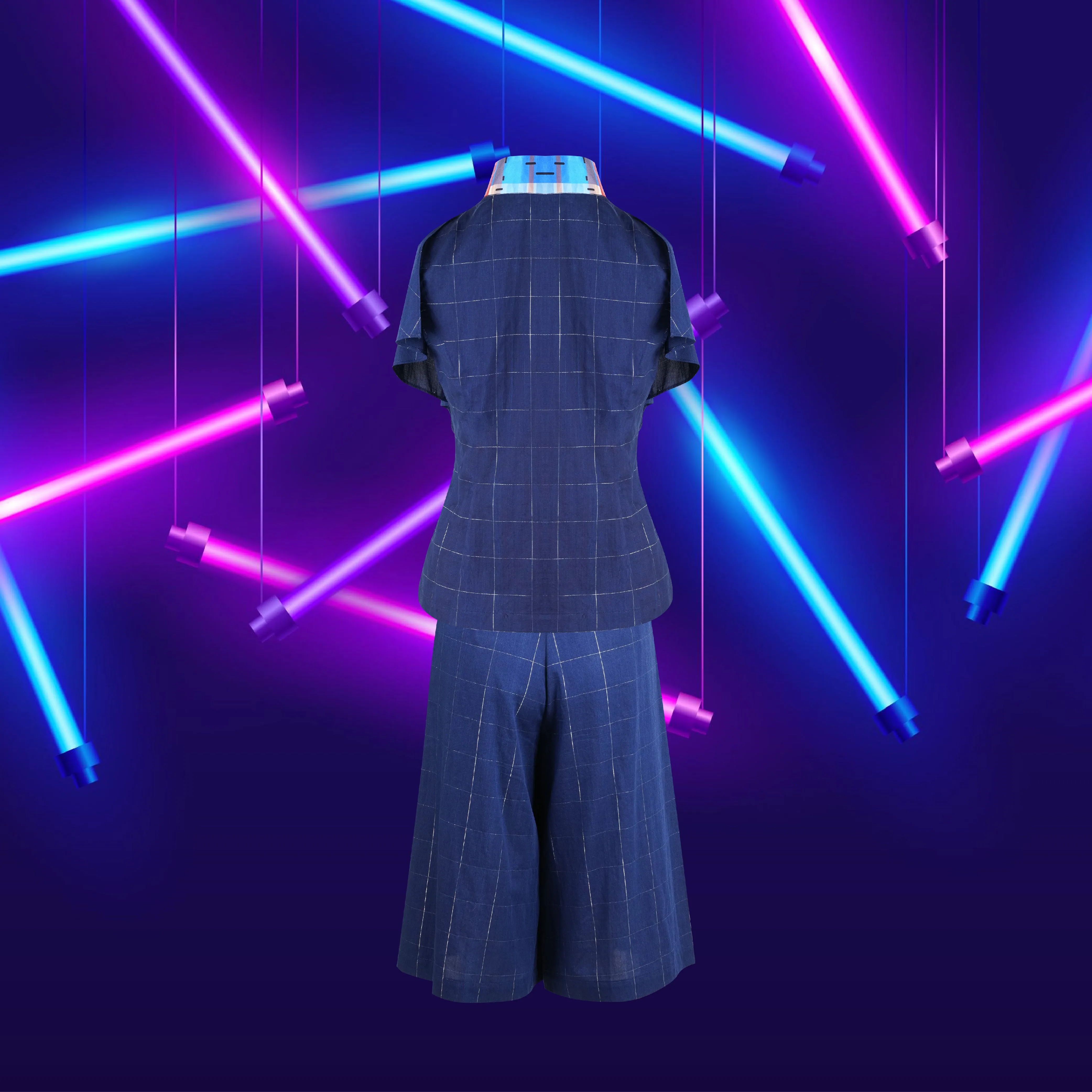 【RUFFLES】Indigo Red-White-Blue Satin Culottes (紅白藍)