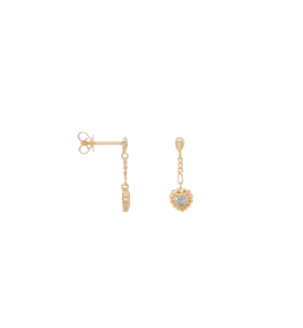 Single Frosted Heart Chain Stud Earring 14K