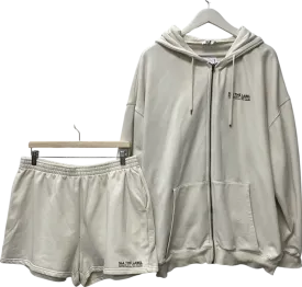 SLA the label Cream Zip Up Hoodie & Jogger Shorts UK XL