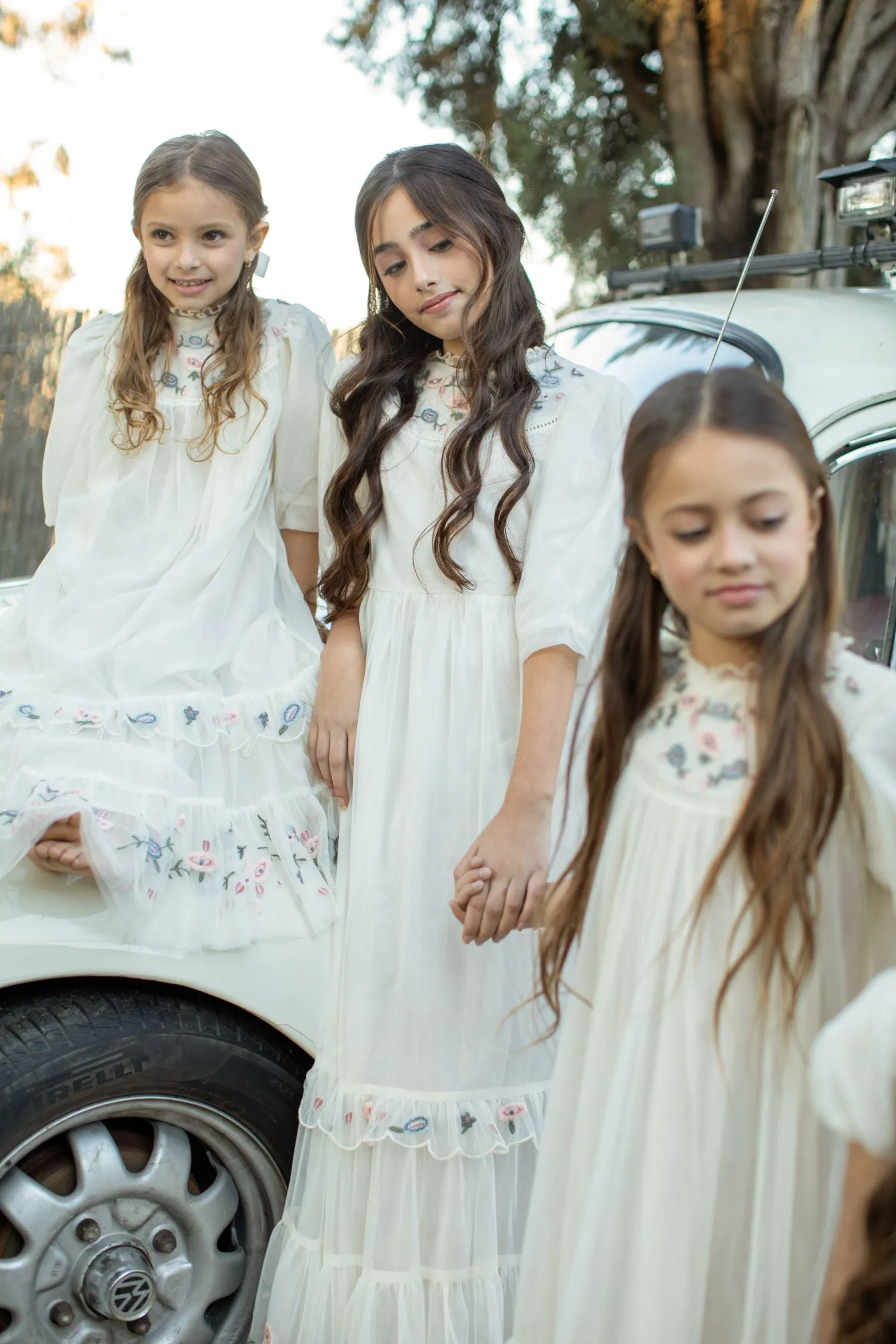 SOIREE ROSIE EMBROIDERED FLOWERS TIERED BOTTOMTULLE GOWN