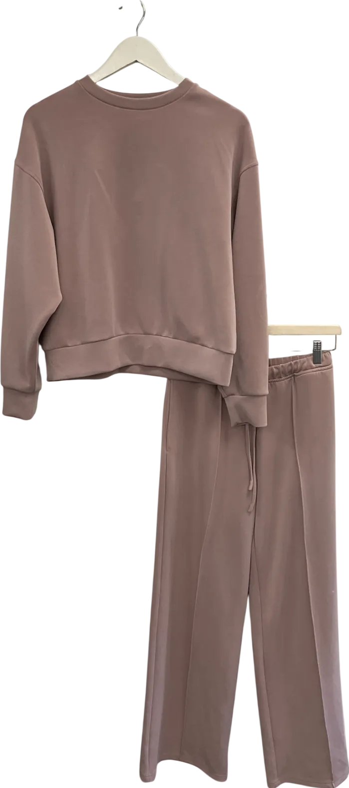 Stradivarius Pink Basics Soft Sweater And Wide Leg Joggers UK XS
