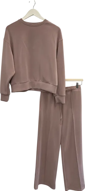 Stradivarius Pink Basics Soft Sweater And Wide Leg Joggers UK XS